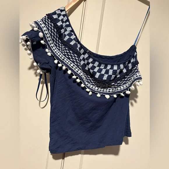 Anthropologie One Shoulder Ruffle Top - Picture 2 of 5
